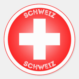 Swiss Cross Schweiz Circle Shape Runder Aufkleber