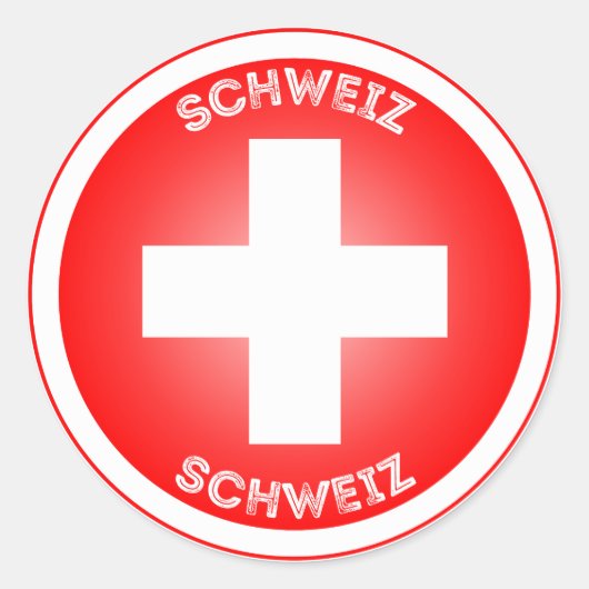 Swiss Cross Schweiz Circle Shape Runder Aufkleber (Vorderseite)