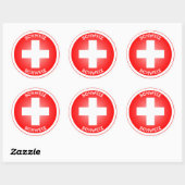 Swiss Cross Schweiz Circle Shape Runder Aufkleber (Blatt)