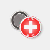 Swiss Cross Suisse Circle Shape Magnet (Vorderseite/Rückseite)