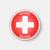 Swiss Cross Suisse Circle Shape Magnet (Vorne)