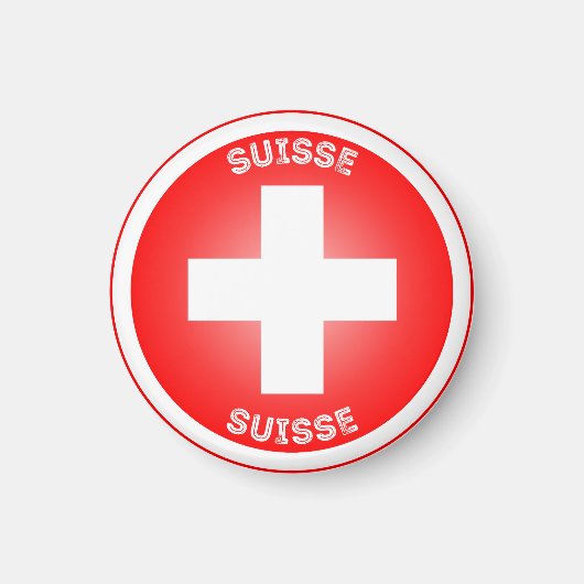 Swiss Cross Suisse Circle Shape Magnet (Vorne)