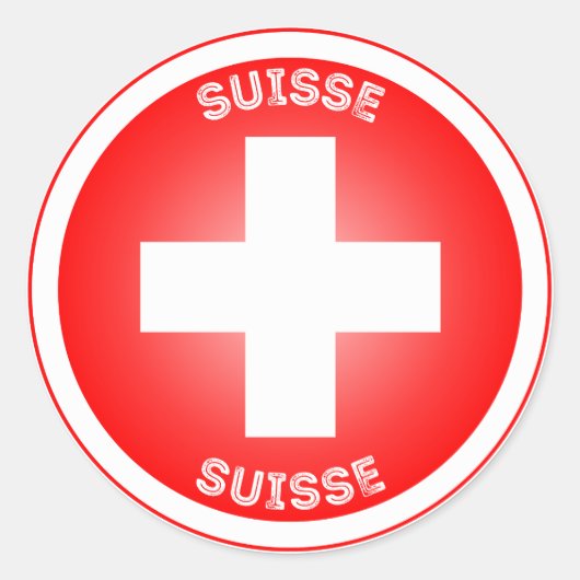Swiss Cross Suisse Circle Shape Runder Aufkleber (Vorderseite)