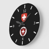 Swiss flag-coat arms large clock große wanduhr (Winkel)