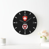 Swiss flag-coat arms large clock große wanduhr (Zuhause)