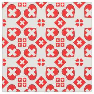 Swiss Flag & Heart, Schweiz Fabric mode Stoff
