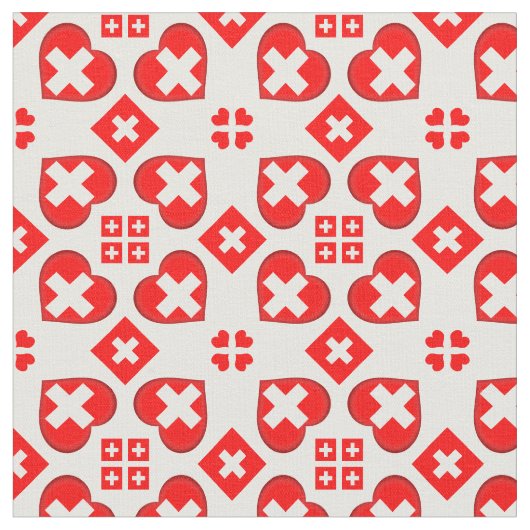 Swiss Flag & Heart, Schweiz Fabric mode Stoff (Nahaufnahme)