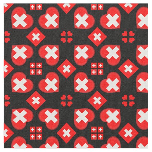 Swiss Flag & Heart, Schweiz Fabric mode Stoff (Nahaufnahme)