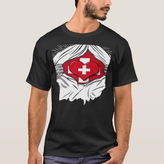 Swiss flag home of Switzerland T-Shirt (Vorderseite)