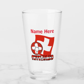 Swiss Flag Soccer Ball Red Personalization Drink Glas