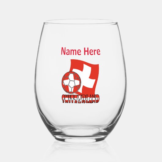 Swiss Flag Soccer Ball Red Personalization Weinglas Ohne Stiel (Vorderseite)