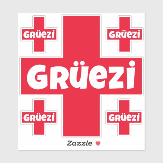 Swiss Hello Gruezi Fünf separate Die Sticker (Blatt)