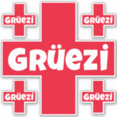 Swiss Hello Gruezi Fünf separate Die Sticker (Vorderseite)