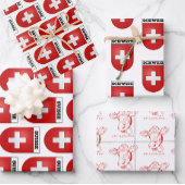 Swiss Inspiriert Wrapping Paper Flat Sheet Set 3 Geschenkpapier Set