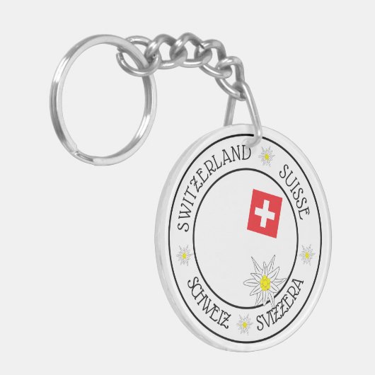 Swiss Keepake Weißer Acrylic Schlüsselanhänger (Vorderseite links)