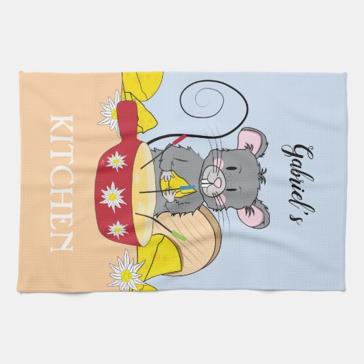 Swiss Mouse Making Chef Fondue Küche Handtuch (Horizontal)