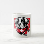 Swiss Saint Bernard Mug with Swiss Flag Scarf Kaffeetasse (Mittel)