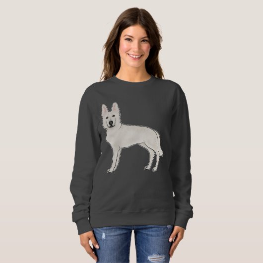 Swiss Shepherd White German Shepherd Cartoon Dog Sweatshirt (Vorne ganz)