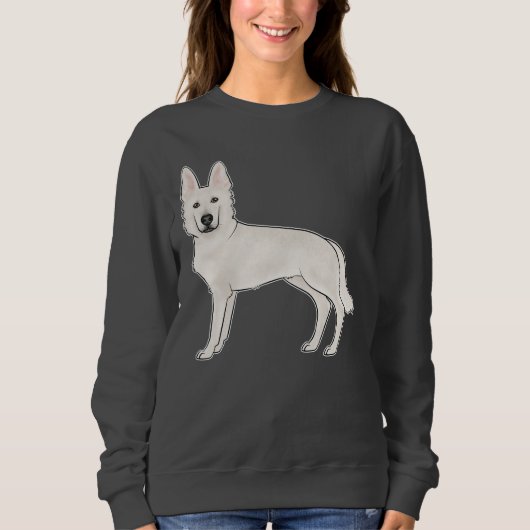 Swiss Shepherd White German Shepherd Cartoon Dog Sweatshirt (Vorderseite)