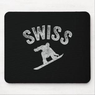 Swiss Snowboard Schweiz Snowboarder Cool Snowboard Mousepad