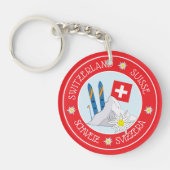 Swiss Souvenir Red Acrylic Schlüsselanhänger (Vorderseite)