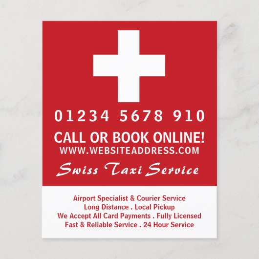 Swiss Taxi Firm Flag with Price List Flyer (Vorne)