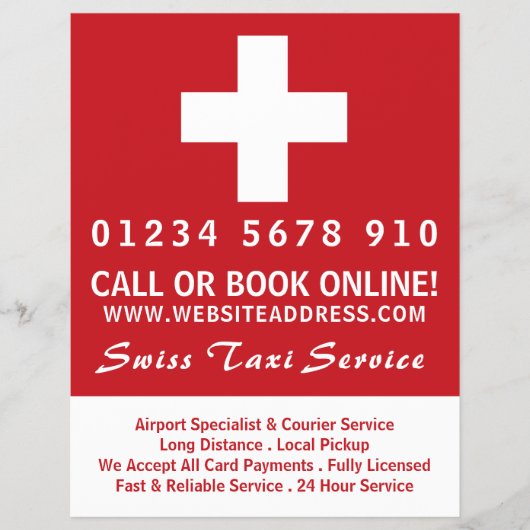 Swiss Taxi Firm Flag with Price List Flyer (Vorne)