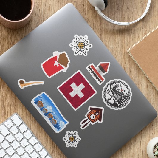 Swiss Travel Adventure Icons Collection Aufkleber
