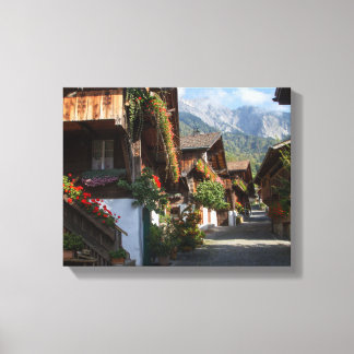 Swiss VillageMit Blume Boxen Canvas Print Leinwanddruck