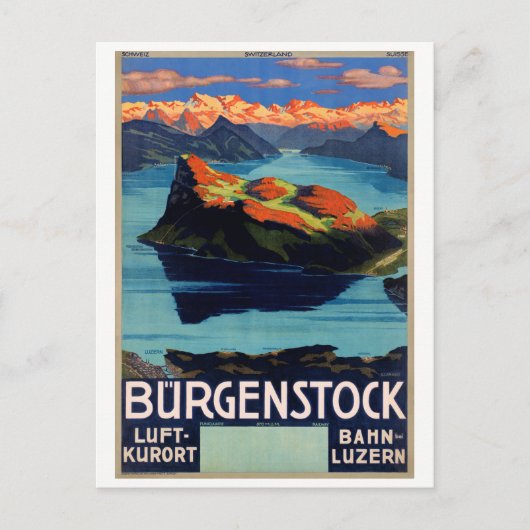 Swiss Vintage Travel Poster - Wiederherstellung Postkarte (Vorderseite)