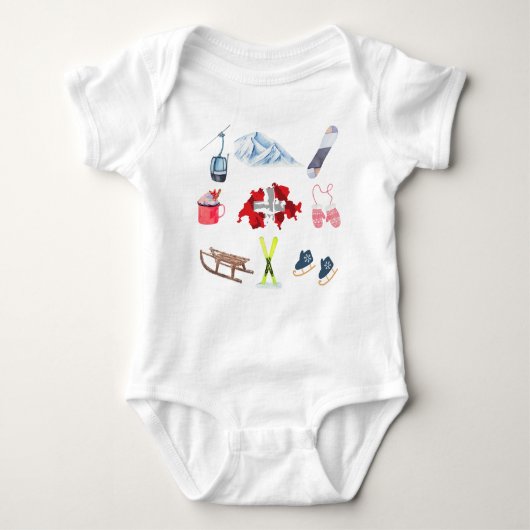 Swiss Winter Travel Combo | Baby Bodysuit Baby Strampler (Vorderseite)