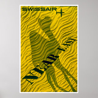 Swissair Reiseplakat Naher Osten Kamel Druck Poster