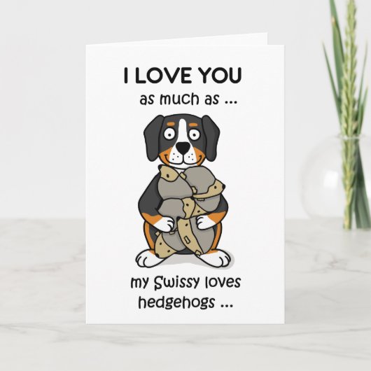 Swissy Grußkarte; Valentines-Liebehund Feiertagskarte (Vorderseite)