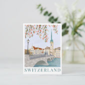 Switzerland Europe Travel Illustration Postkarte (Stehend Vorderseite)