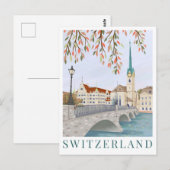 Switzerland Europe Travel Illustration Postkarte (Vorne/Hinten)