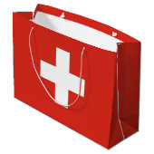Switzerland Flag Große Geschenktüte (Rückseite Schrägansicht)