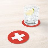 Switzerland Flag Runder Pappuntersetzer (Vor Ort)