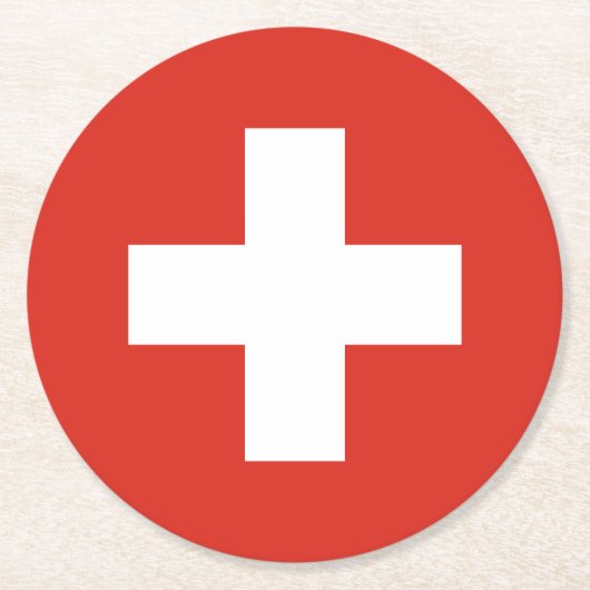 Switzerland Flag Runder Pappuntersetzer (Vorderseite)