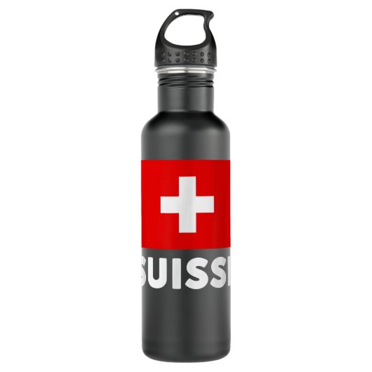 Switzerland Flag Suisse Swiss Schweiz White Red  Edelstahlflasche (Vorderseite)