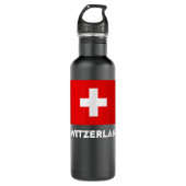 Switzerland Flag Suisse Swiss Schweiz White Red   Edelstahlflasche (Vorderseite)
