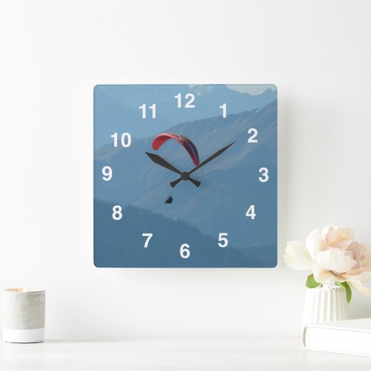 Switzerland Paraglider Quadratische Wanduhr (Zuhause)