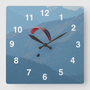 Switzerland Paraglider Quadratische Wanduhr