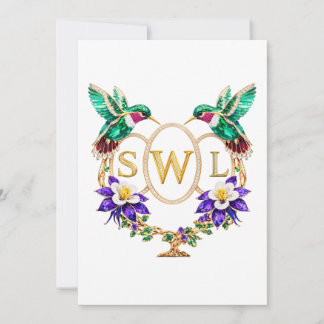 SWL Kolibri-Hochzeit Individuelle Buchstaben Einladung