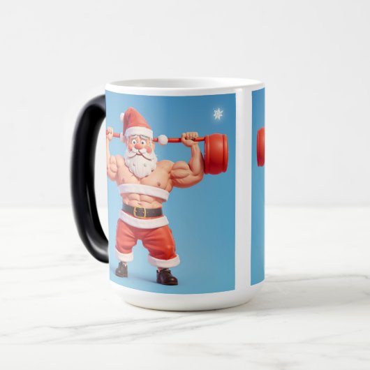 Swole Santa: Gewinn machen und Geschenke liefern Verwandlungstasse (Vorderseite Links)