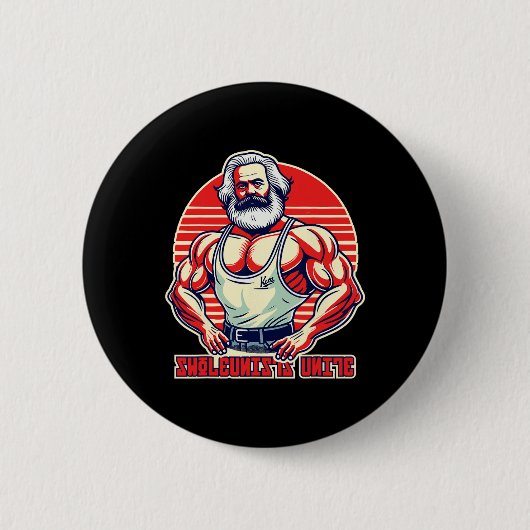 Swoleunists Unite Funny Communist Gym Bodybuilder Button (Vorderseite)