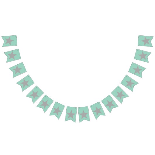 Swollowtail Bunting - Teal Background Grey Stars Wimpelkette (Alle)