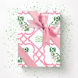 Swoon Staffordshire Dogs Trellis Pink and Green Geschenkpapier