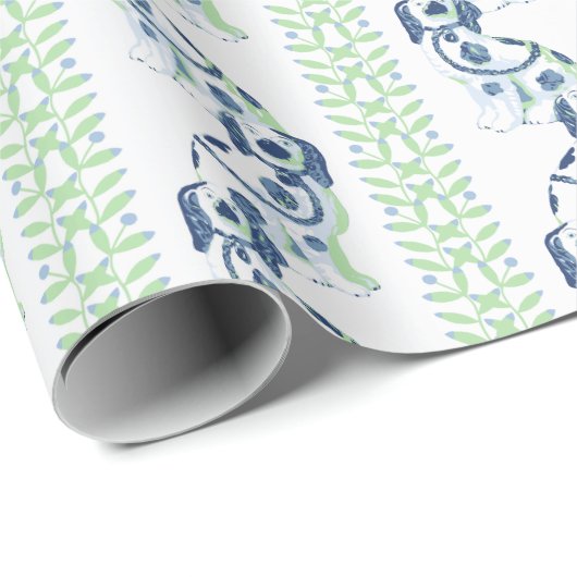 Swoon Staffordshire Dogs Vine Slate and Green Geschenkpapier (Rolleneckpunkt)