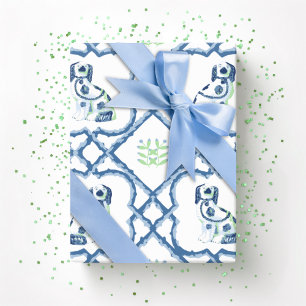 Swoon Staffordshire Hunde Gitter Schiefer und Grün Geschenkpapier