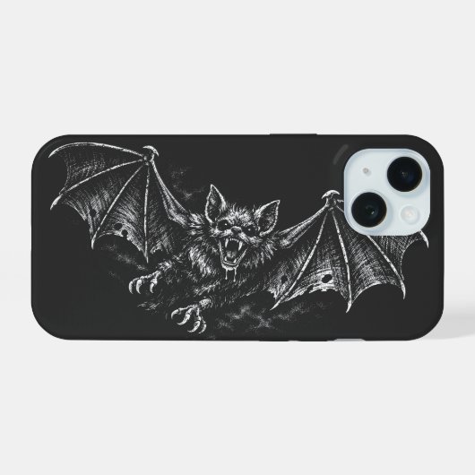 Swooping Bat - von BurnsInHell iPhone 15 Hülle (Rückseite (Horizontal))